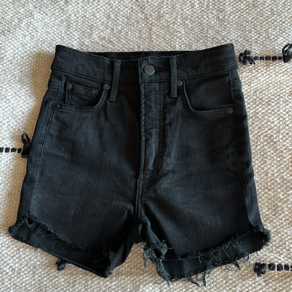 Aritzia Denim Forum Lola Black Bike Shorts 24